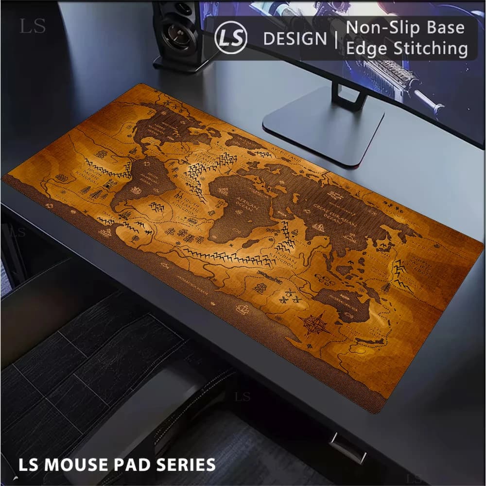 Large Mouse Mat Retro navigation Map HD MousePad Gamer Mouse pad Non-Slip Rubber Desk Rug PC Desk Mat Design for Office Gaming