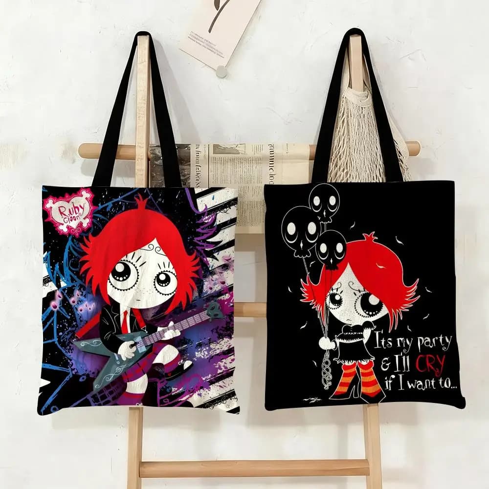 Cartoon R-Ruby Gloom Storage Bags Double-Sided Print Canvas Tote Bag Fashion Large Capacity Women's Shoulder Handbag