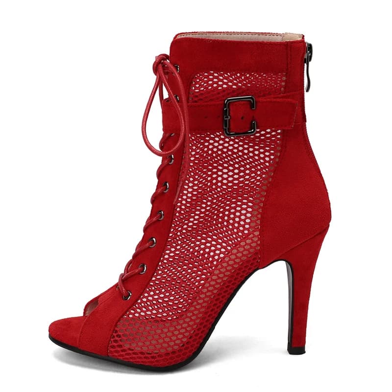 Scarpe estive Sandali da donna Sexy Peep Toe Hollow Gladiatore Stivaletti Stringati Tacchi alti Scarpe da ballo jazz Donna di grandi dimensioni