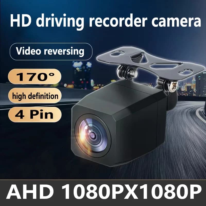 Telecamera per retromarcia per auto HD a 4 pin, registratore di guida, specchietto retrovisore, telecamera per visione notturna, telecamera per parcheggio grandangolare da 170 gradi