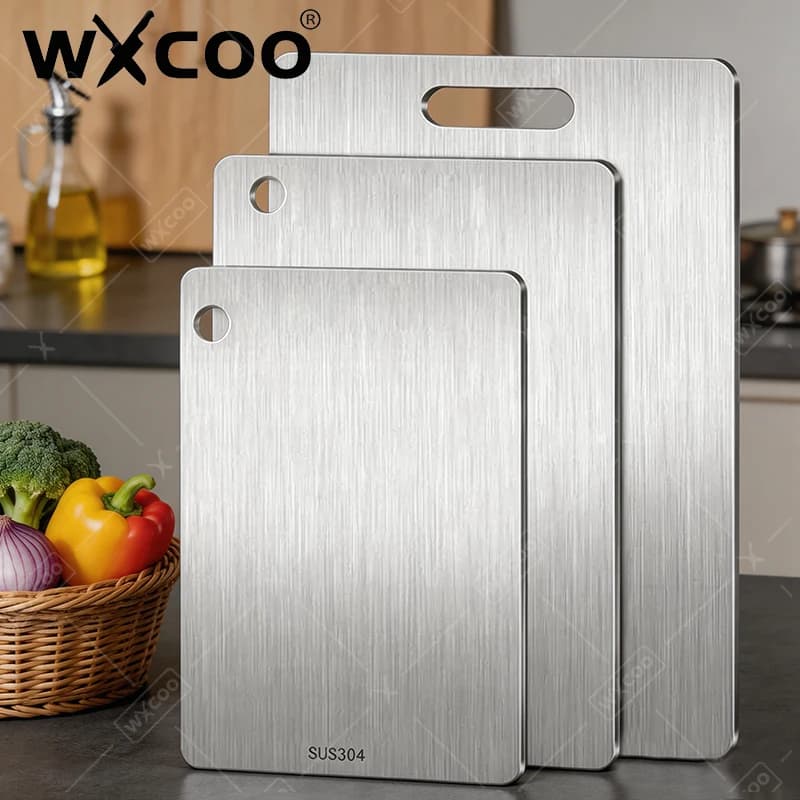 WXCOO Tagliere Bifacciale in Acciaio Inossidabile e Piano di Lavoro per Cucina Domestica, Blocco Spesso per Impastare