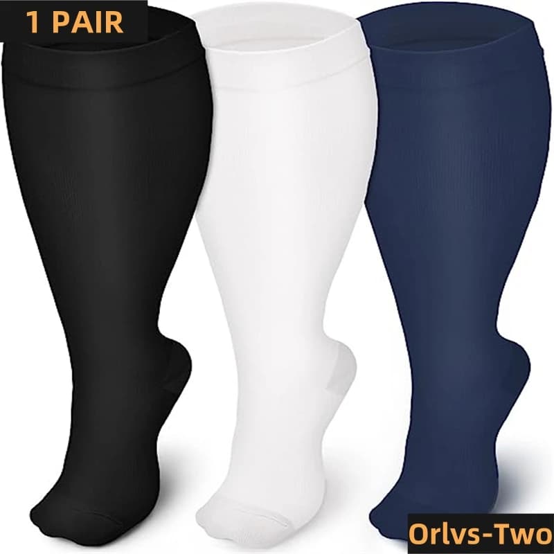 Compression Socks Strong Size Solid Color Women Sports Running Yoga Socks extra size for sports Fitness Weight loss 2XL-7XL