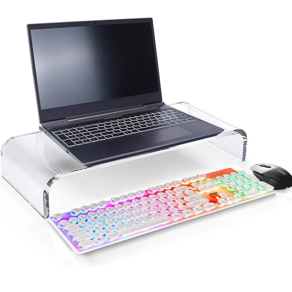Acrylic Desktop Monitor Riser Stand Computer Monitor Elevated Shelf Office Desk Organizer Laptop Screen Riser Computer Stand