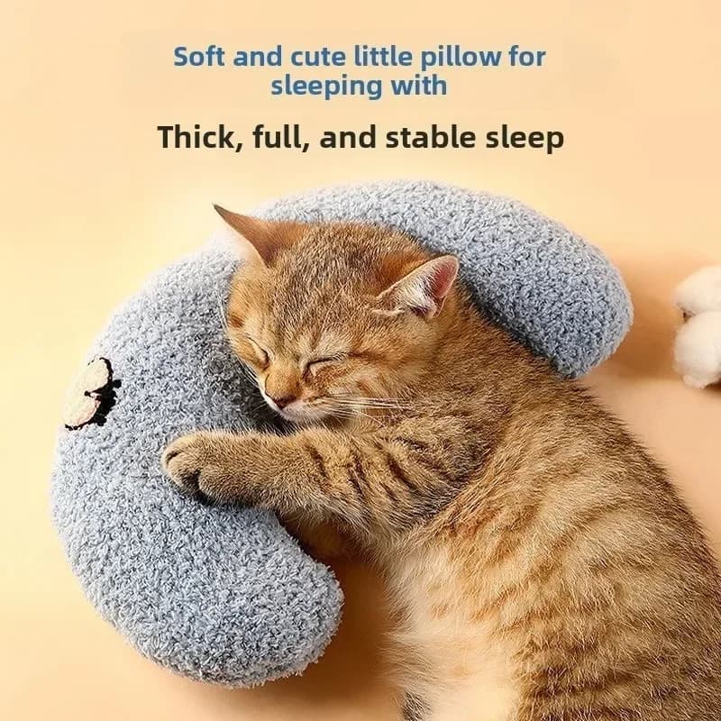 Cuscino Morbido a Forma di U per il Collo di Cani e Gatti, Supporto Calmante per il Sonno di Piccoli Animali Domestici