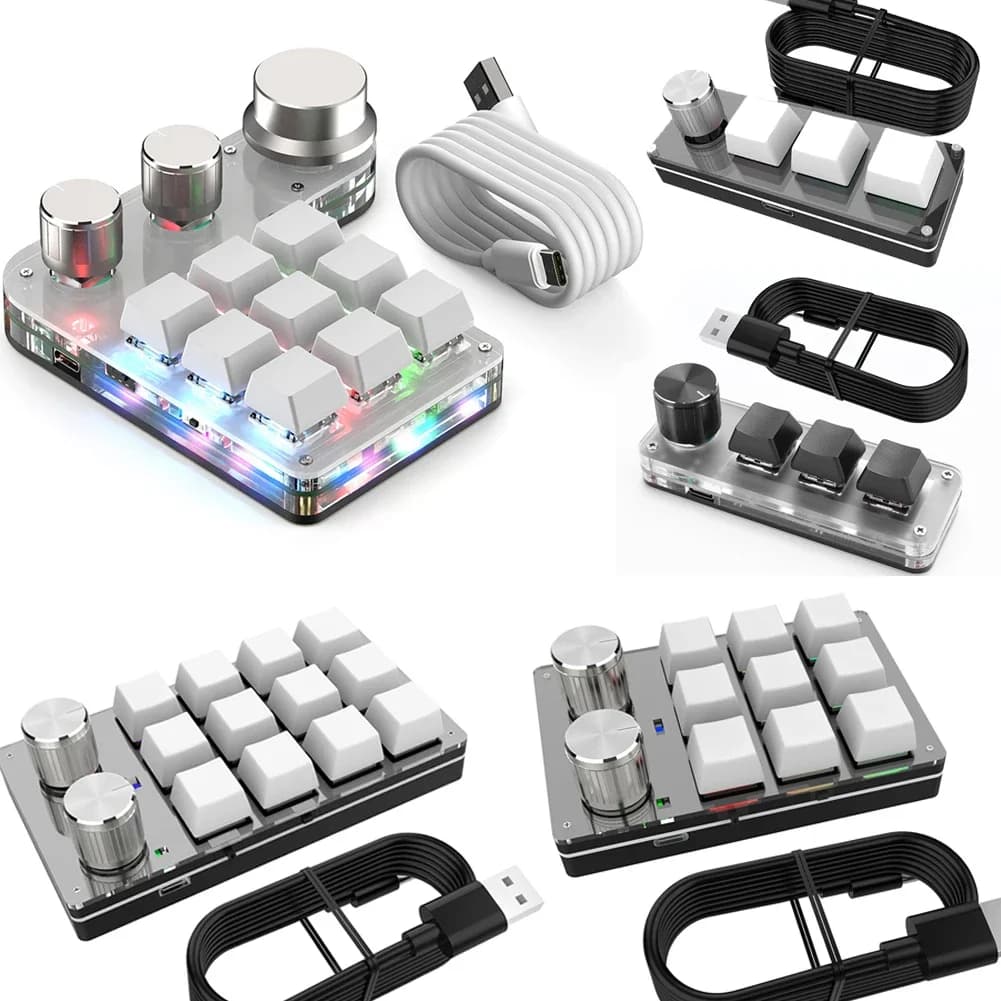 Custom USB Keyboard Volume Button Macro Programming Gaming Keyboard Hotswap Mechanical Keyboard with Red Switch 3/9/12 keys