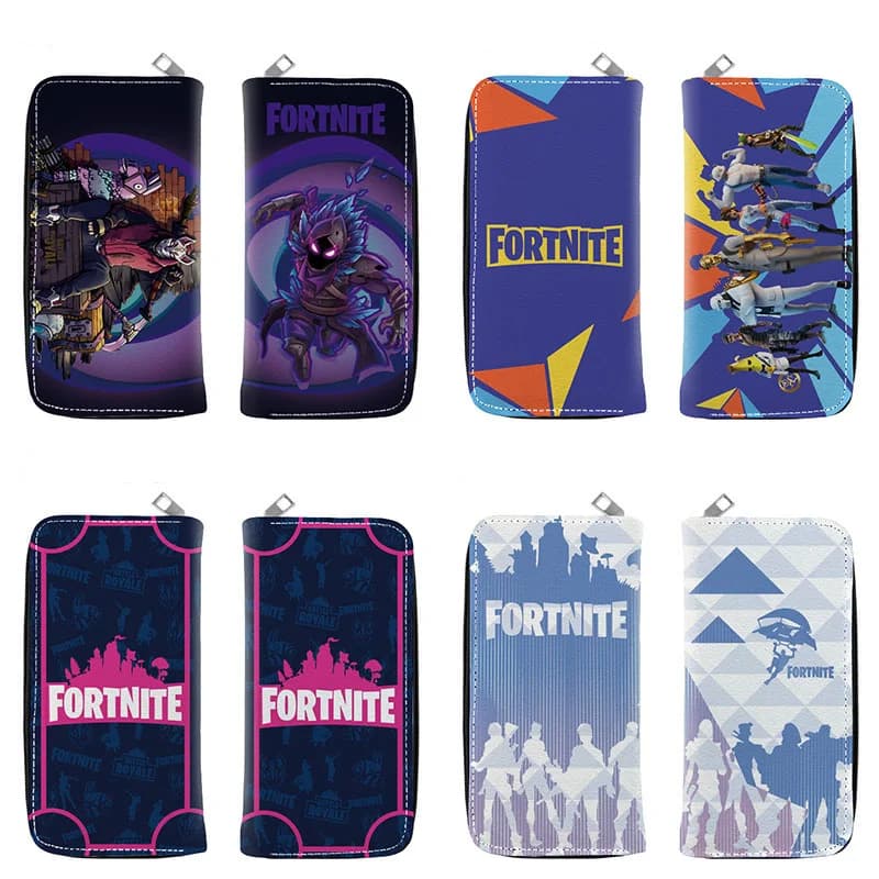 Anime Cartoon Fortnite Multilayer Leather Wallet PU Cosplay Wallet Long Wallet Kawaii Cerniera Game Holder Birthday Gift Box