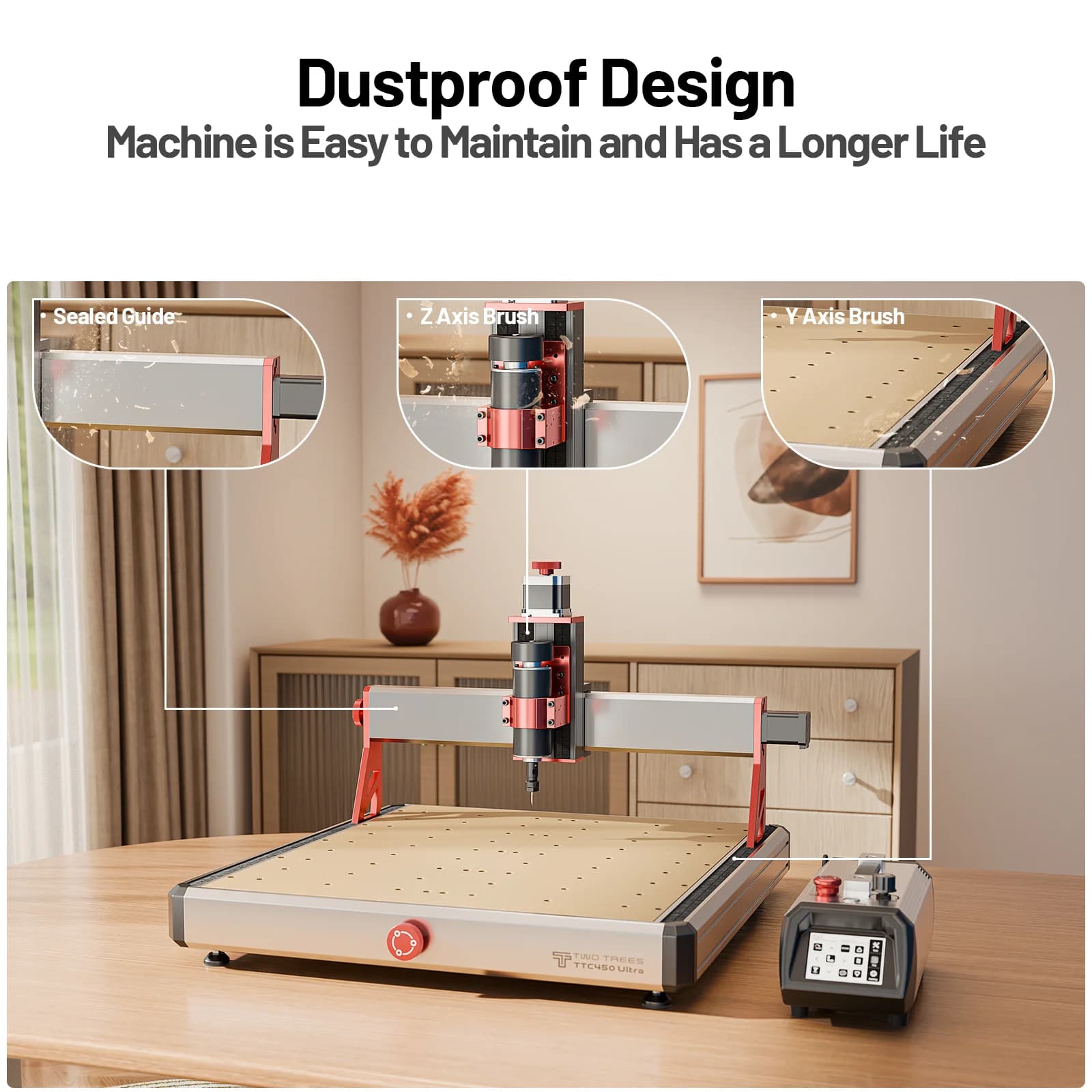 TWOTREES TTC450 Ultra CNC Router, 500W Spindle 12K RPM, Laser Engraver Cutter for Wood Metal Aluminum MDF Acrylic 460x460x10mm