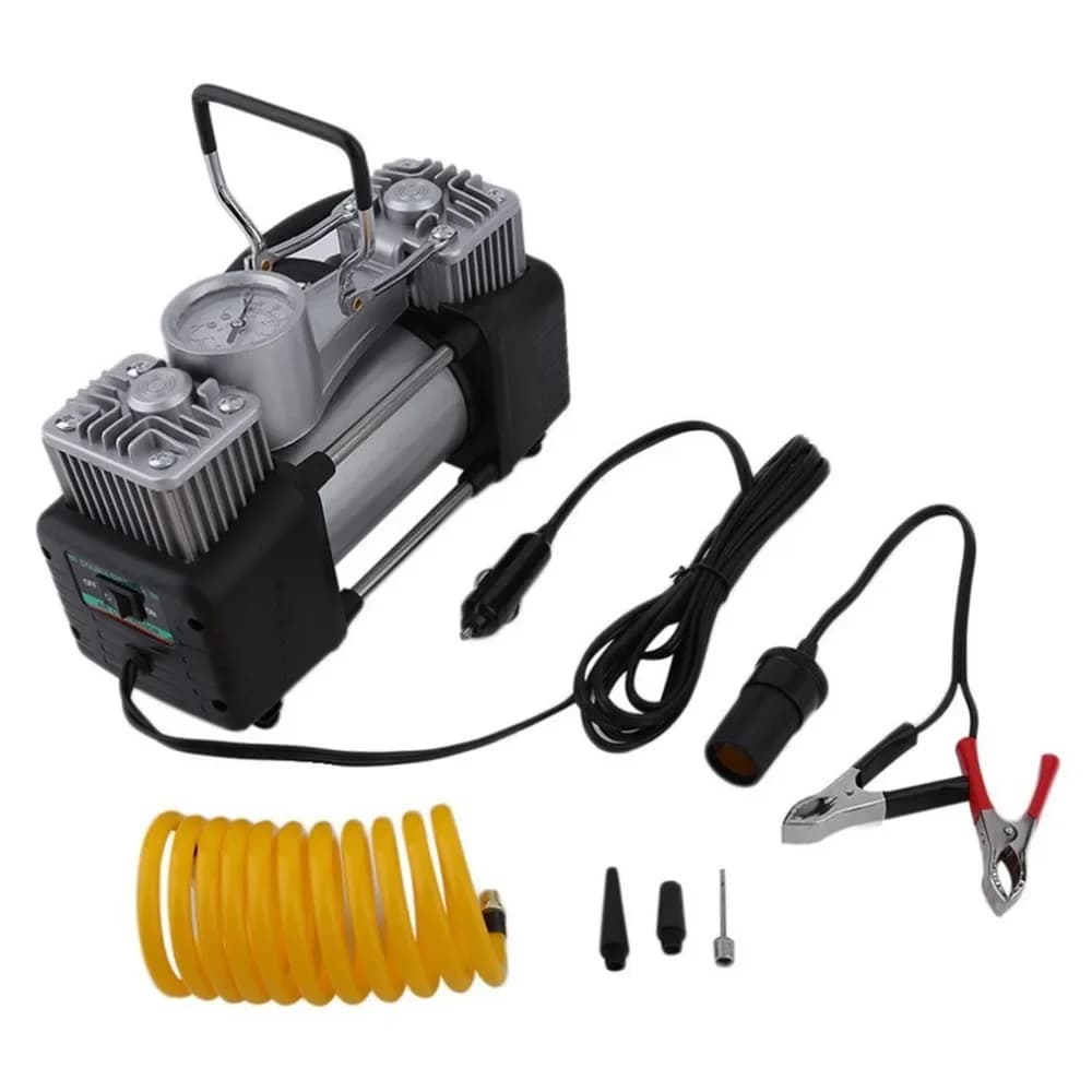 NUOVO Auto Compressore D'aria Pneumatico 12V 60L/min 300W 150PSI In Acciaio Inox Doppio Cilindro Gonfiatore Ad Alta Potenza Auto Pneumatico Pompa di Gonfiaggio