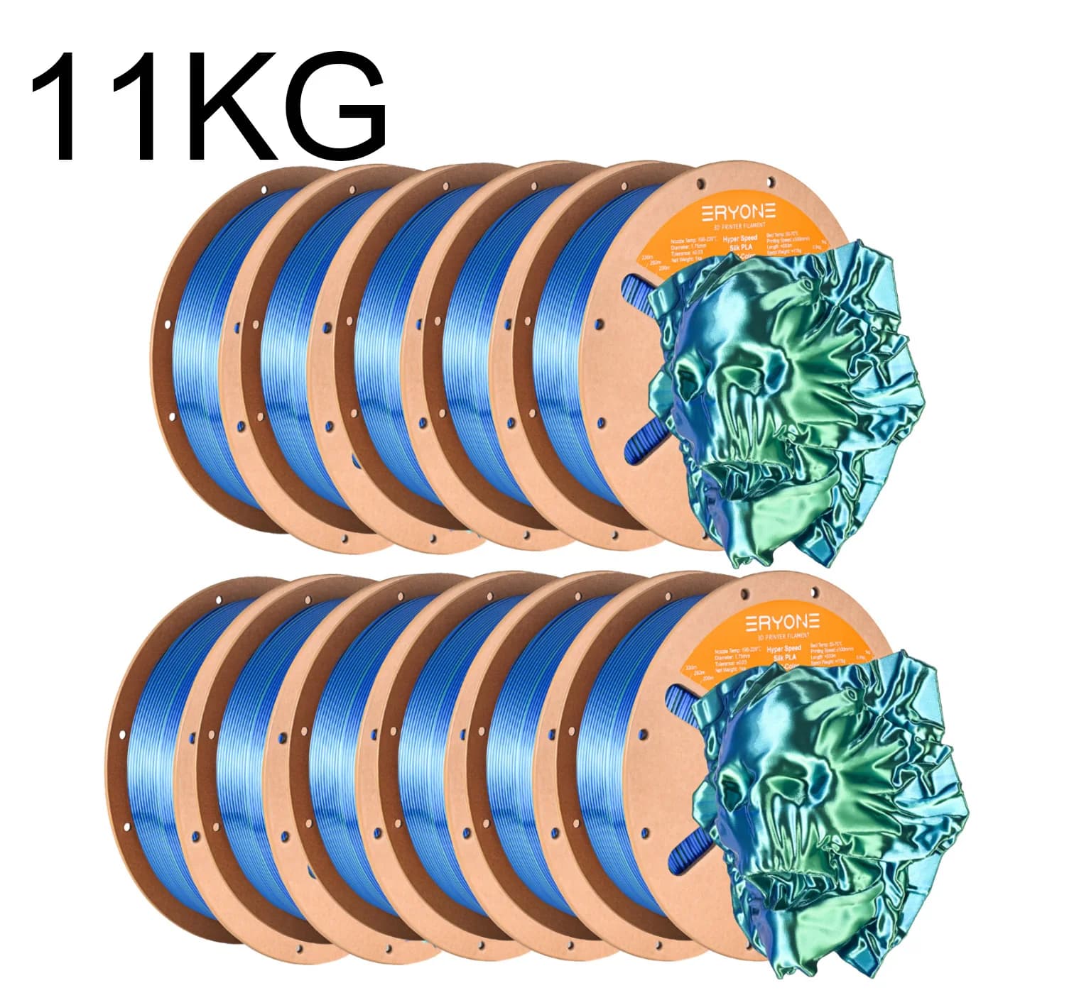 Filamento PLA in Seta Bicolore ERYONE Hyper Speed per Stampante 3D, Filamento Coestruso Lucido ad Alta Velocità