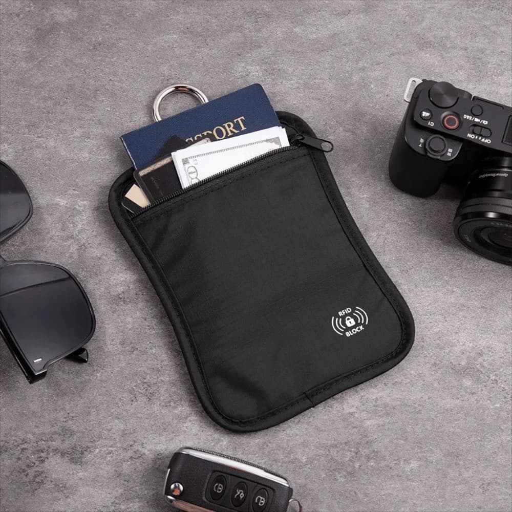 Anti-Theft Travel Wallet Waterproof With Locking Hook RFID Blocking Wallet Phone Storage Passport Holder Card Passport Pouch
