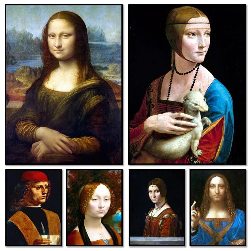 Famosa Opera d'Arte di Leonardo Da Vinci: La Madonna di Gioconda e Salvatore Mundi, Dipinto a Diamanti e Stampa Artistica da Parete per Soggiorno e Decorazione Casa