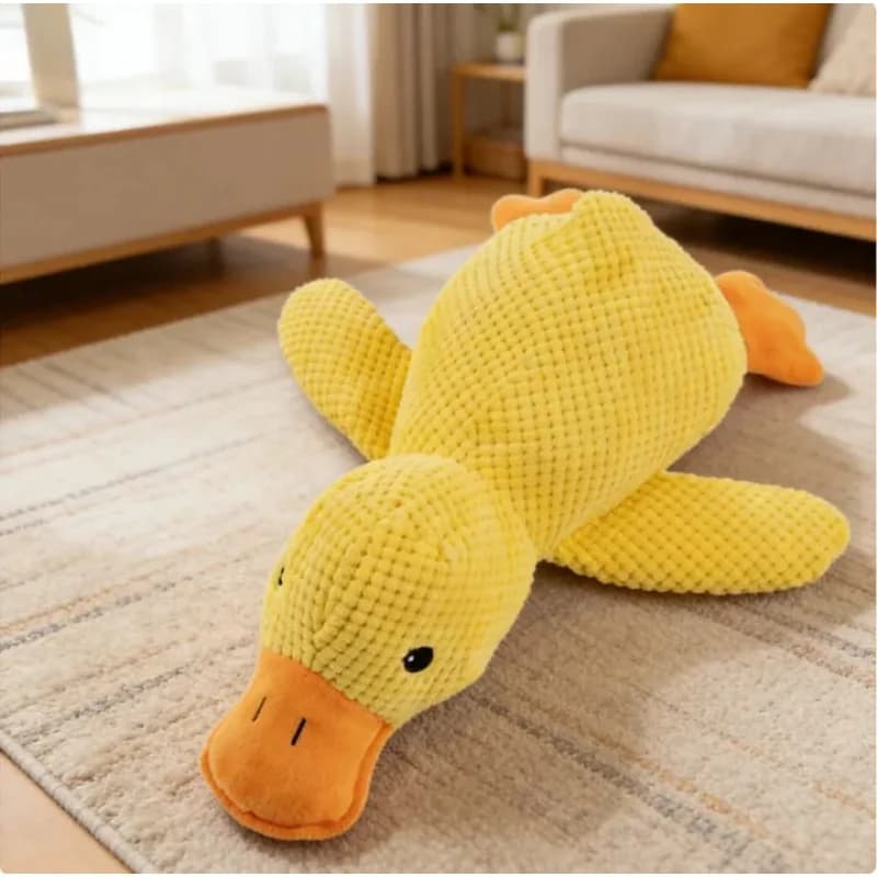 Giocattolo per Cani a Forma di Anatra Resistente ai Morsi con Squeaker, Morbido Peluche per la Pulizia dei Denti e il Sollievo dal Noio