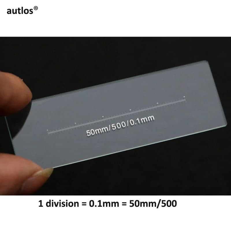 974.T di Un Asse Palco Microscopio Micrometro DIV 0.1 millimetri X Righello 50 millimetri Lab Presentazioni Aziende Produttrici Giochi di Calibrazione per un microscopio