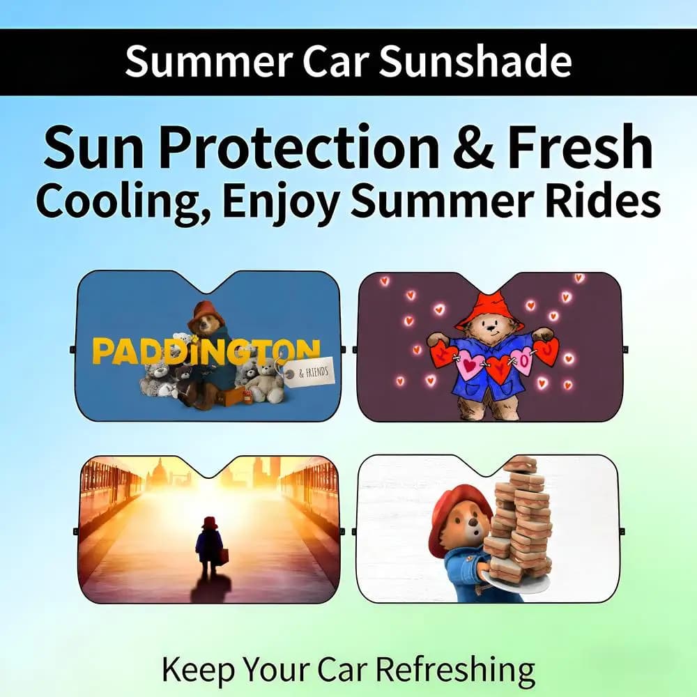 Parasole Retrattile per Parabrezza Auto con Personaggio PPaddington BBear, Protezione UV
