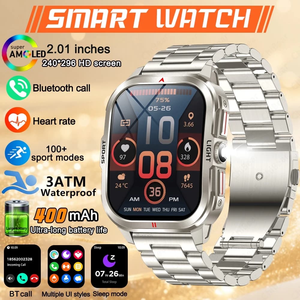 Nuovo Smartwatch 2026 per Monitoraggio Salute Uomo, Esercizi di Respirazione, Torcia LED, Monitoraggio Sonno, Frequenza Cardiaca e Pressione
