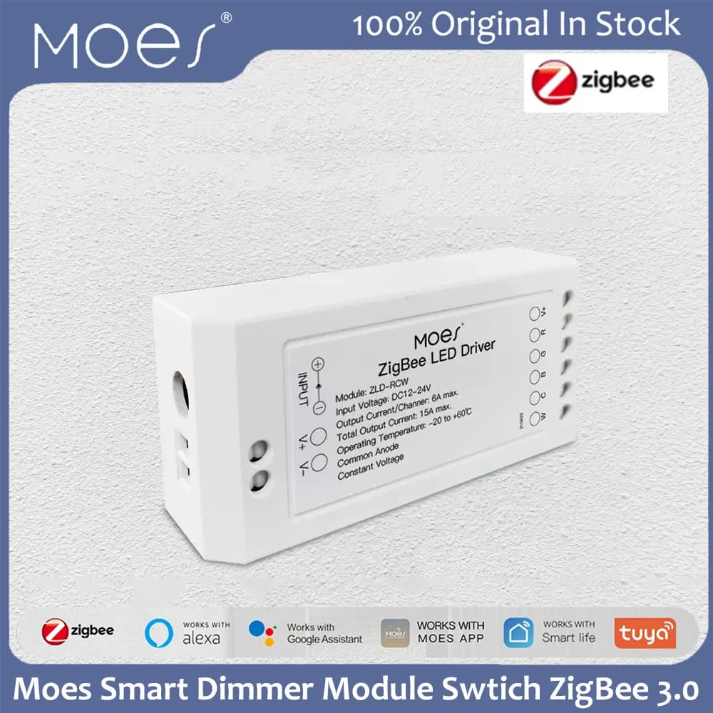 Moes Smart Dimmer Module Swtich ZigBee 3.0 for LED Strips Bright Color Temperature Adjust for Tuya APP Alexa Echo Goolge Home