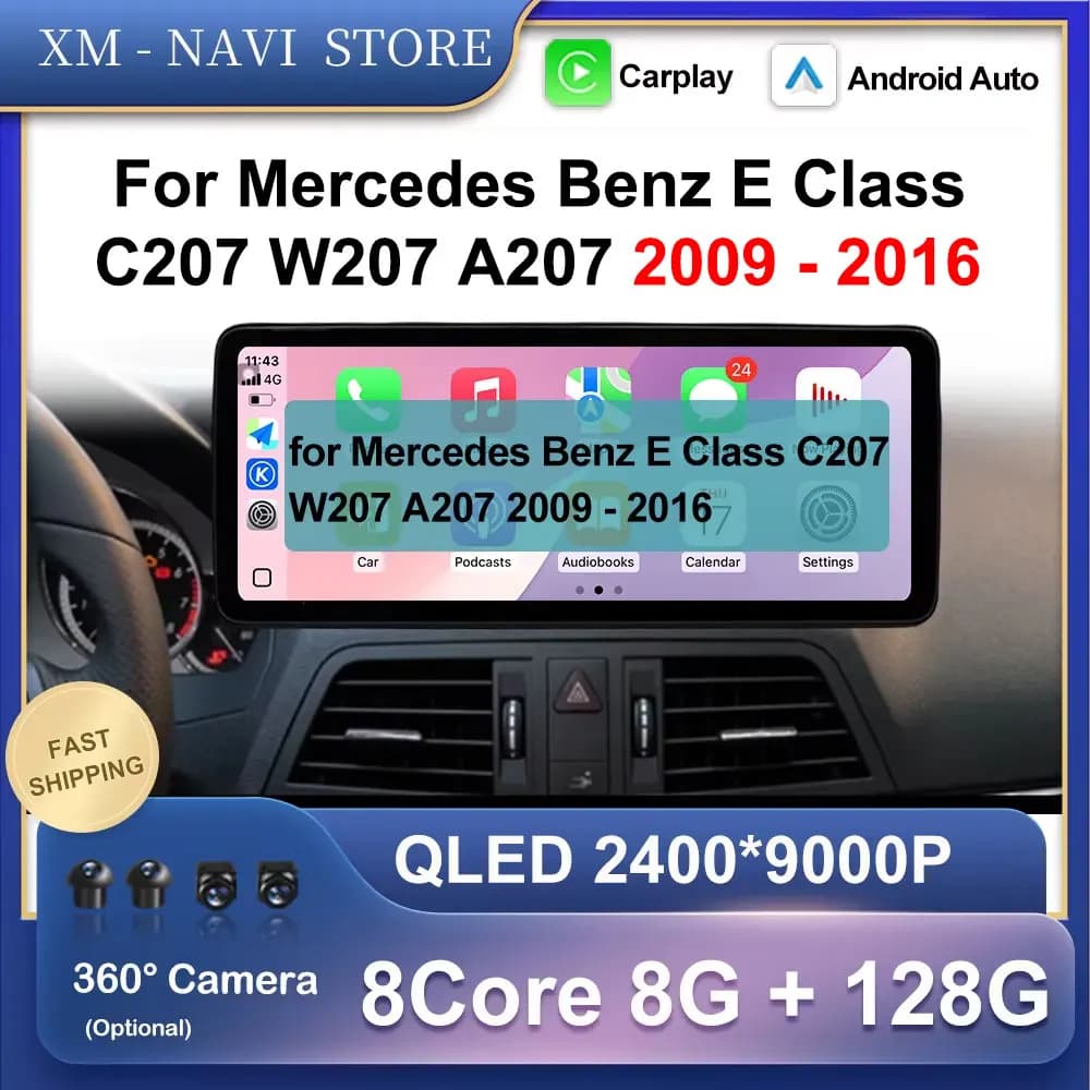 Autoradio Multimediale GPS Android 16 per Mercedes Benz Classe E C207 W207 A207 2009 - 2016 Carplay Wireless DSP Stereo 4G