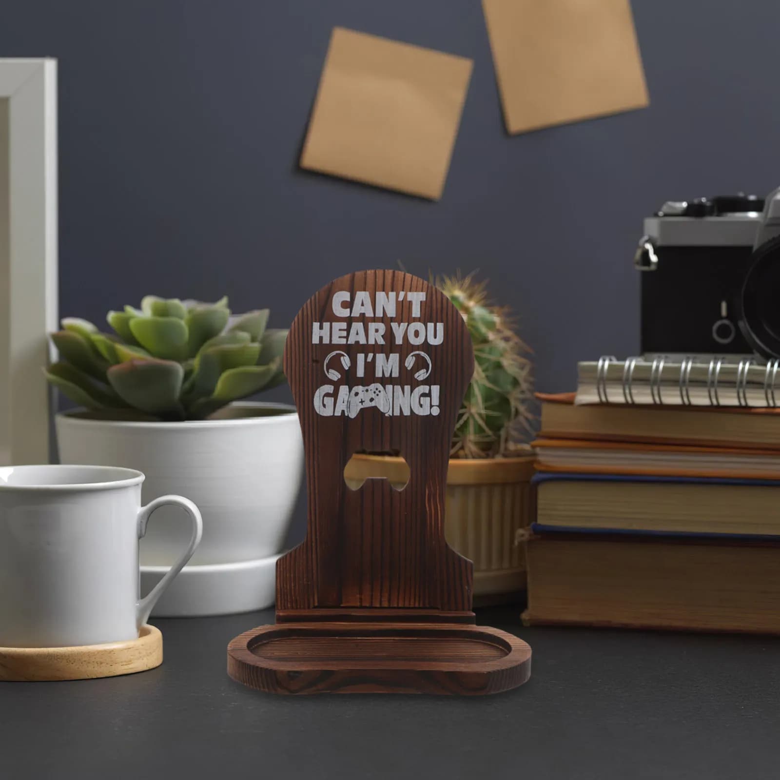 Supporto per Cuffie da Gaming in Legno, Organizzatore da Scrivania con Base in Legno Massiccio, Porta Cuffie Wireless Over-Ear per Giocatori