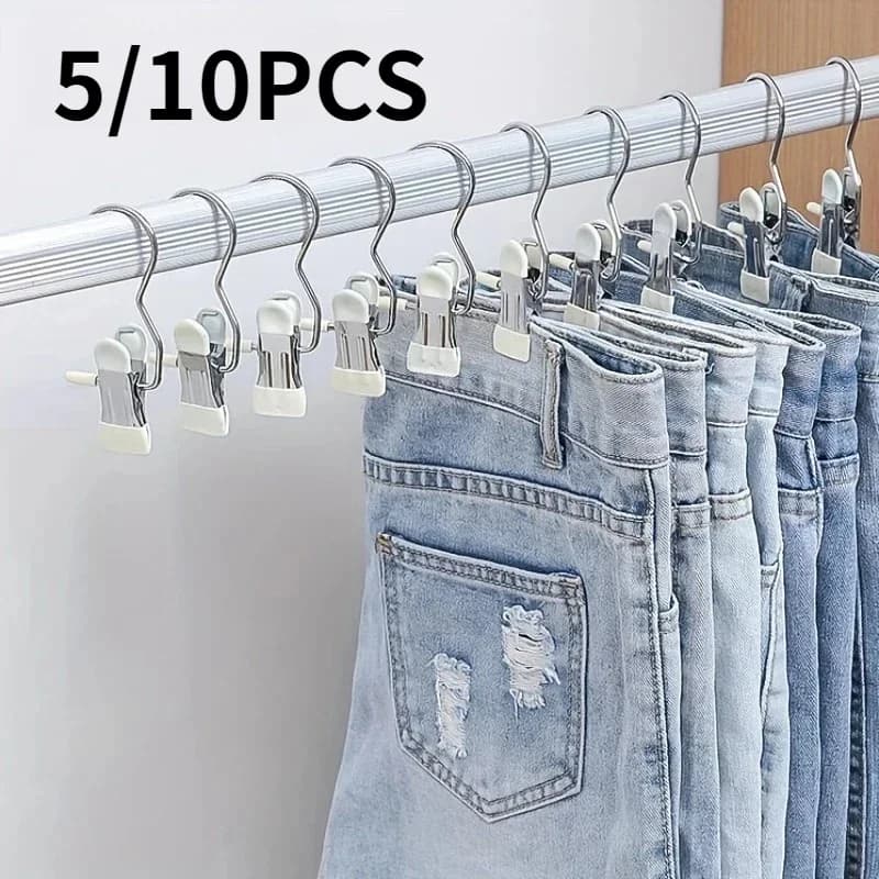 5/10 pcs seamless multifunctional clip for wardrobe, clothes hangers clip, three-character underwear clip, non-slip stretcher