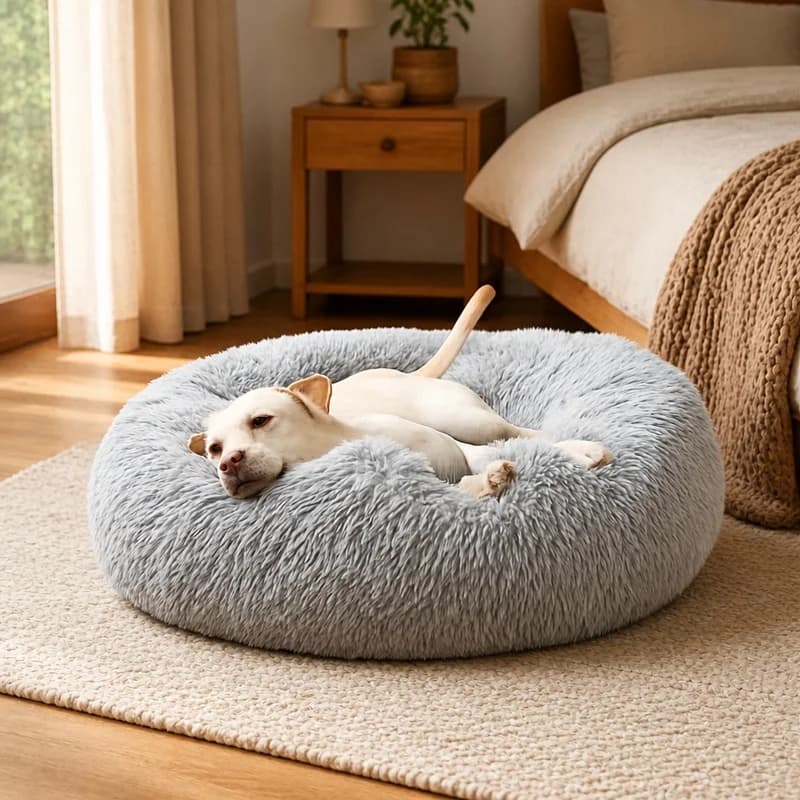 Cozy Round Pet Bed for Dogs and Cats, Soft Washable Sofa, Warm Winter Nest for Small to Large Breeds