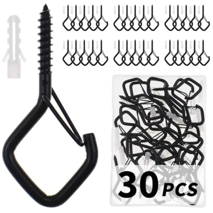 30 PCS Cup Screw-in Hanger Hooks with Safety Buckle, Windproof Screw Hooks Perfect for Hanging Outdoor String Lights, Plants, a