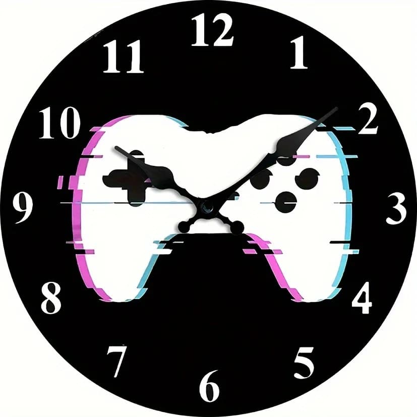 Orologio da Parete Silenzioso Decorato con Motivi di Gioco, Pezzo Unico, Adatto per Decorazione della Stanza e Regalo, Arredo Sala Giochi