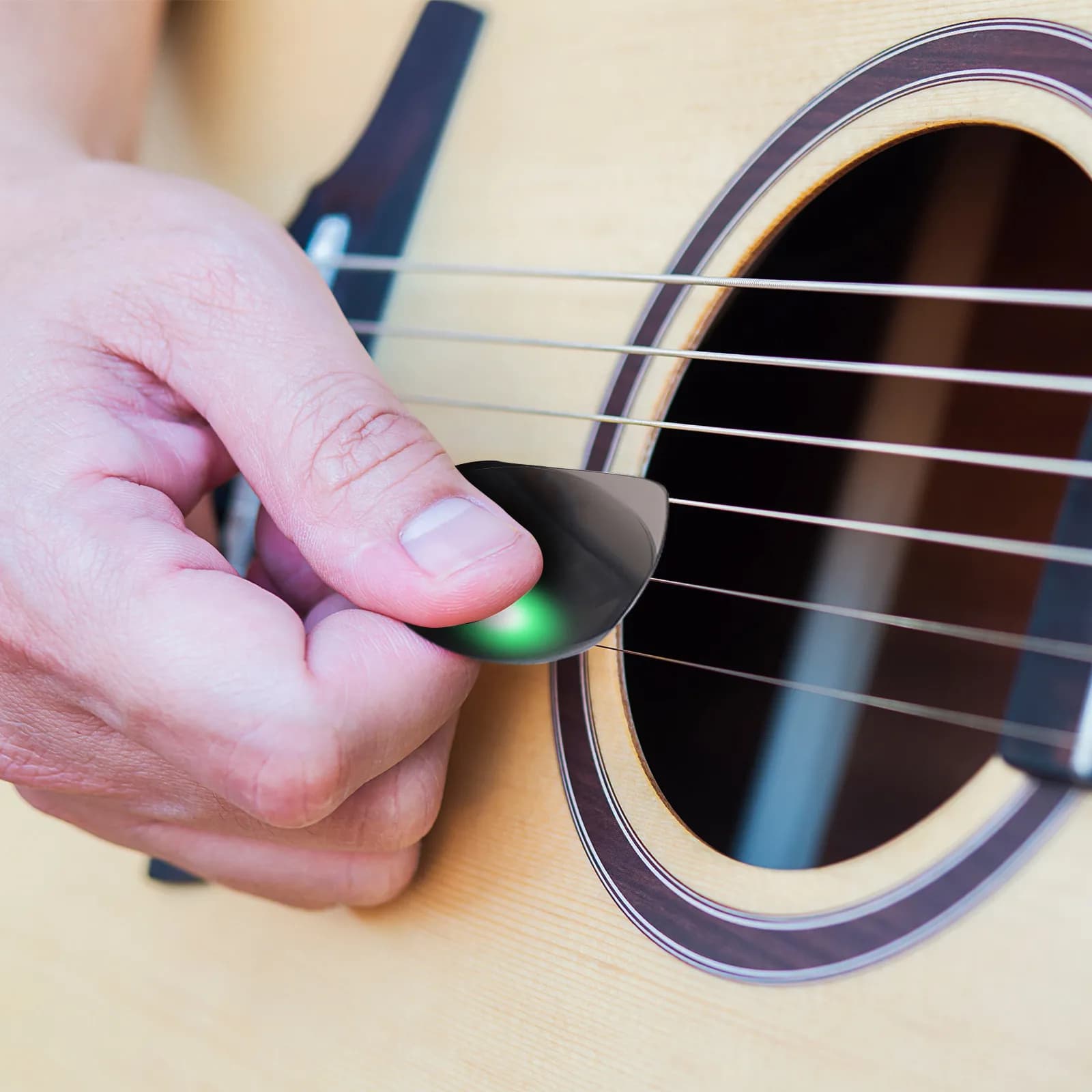 2 Pezzi Plettri LED Luminosi per Chitarra Acustica, Elettrica e Ukulele, Effetto Visivo Brillante al Buio per Esibizioni