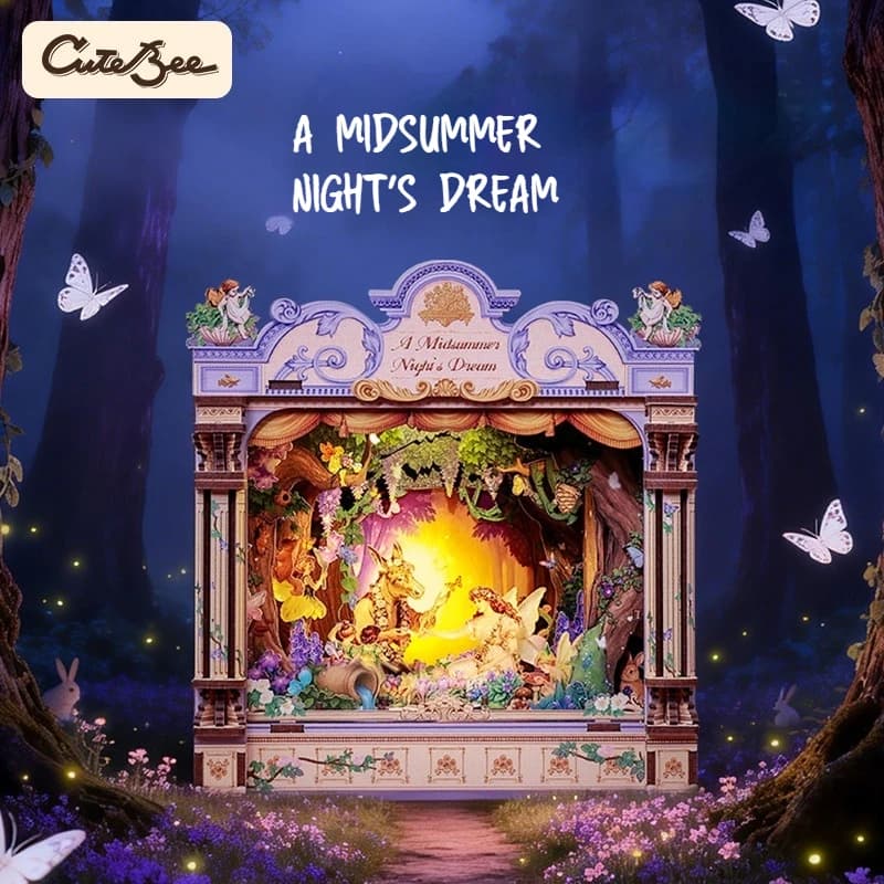Cutebee Kit Fai-da-Te Modello Assemblabile a Mano 'Una Notte di Estate' - Puzzle 3D in Legno Creativo, Decorazione per la Casa, Artigianato, Casa delle Bambole, Regalo