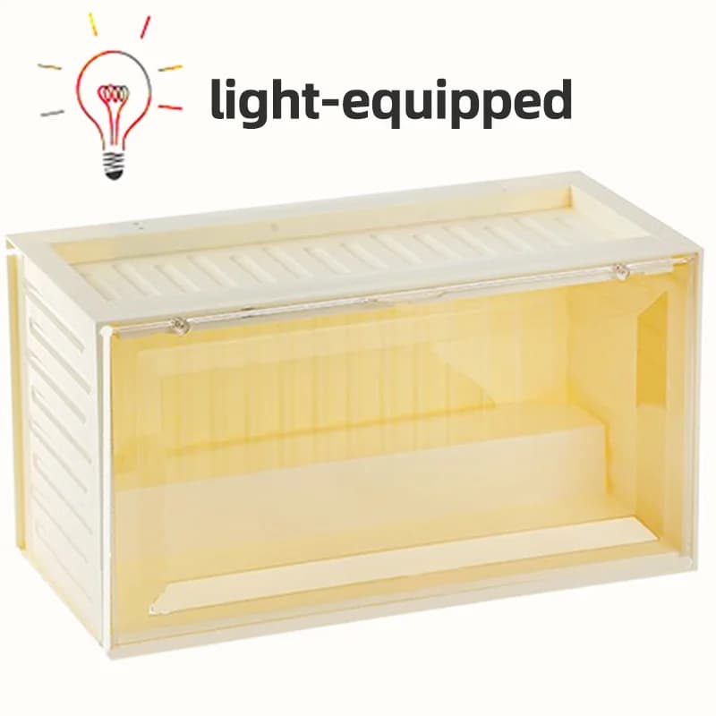 LED Sensor Transparent Display Cabinet - Stackable Organizer for Collectible Toys & Blind Boxes