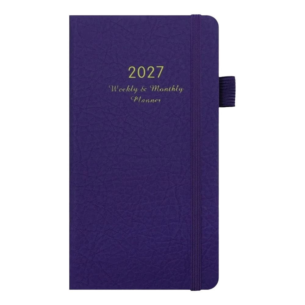 New Leather 2027 Planner Notebook Pen Loop Elastic Band Monthly Planner Ribbon Bookmark Planning Notebook Office Planning