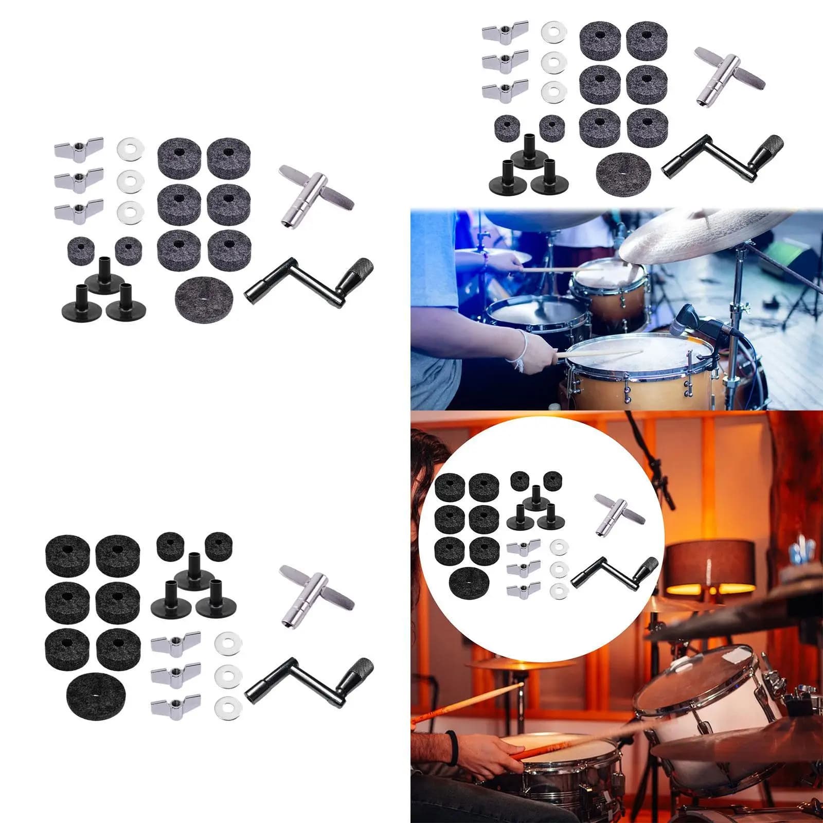 Strumenti a percussione Feltri Rondella Set frizione Accessori per batteria Pastiglie per batteria Staffa di blocco per aggiornamento kit batteria