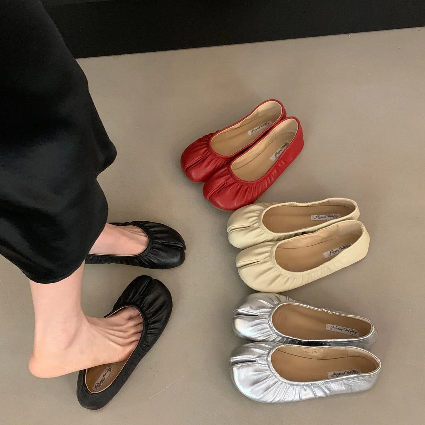 Baillos marca Split Toe donna scarpe basse donna Casual mocassino morbido mocassino moda Tabi Ninja Mary Jane scarpe singole donna Muj