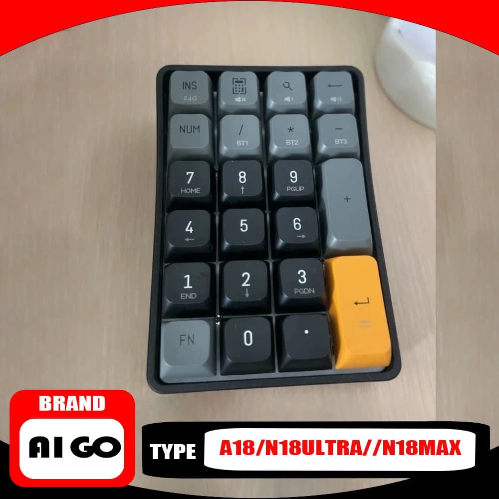 Tastiera Meccanica Wireless Aigo A18/N18ULTRA/N18MAX 2.4G Hot-swappable con Calcolatrice Ricaricabile e Tastierino Numerico Sensibile - Regalo Perfetto