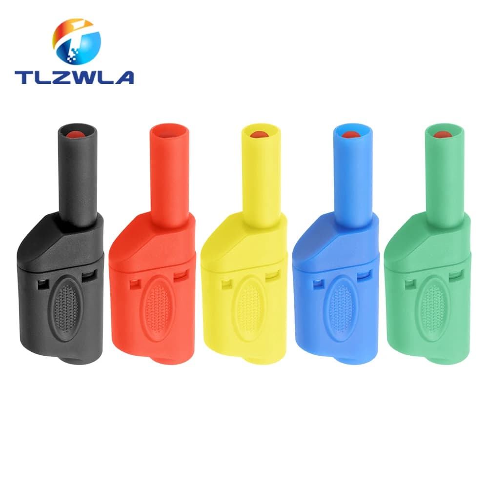 5PCS assemblato 4mm spina a banana sicura protettiva completamente chiusa ad alta corrente 20A spina a banana spina di prova spina da pannello vari colori