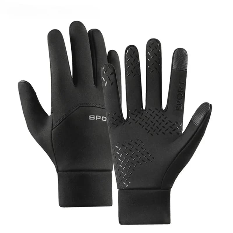 Men Winter Waterproof Cycling Gloves Outdoor Sports Ski Running Motorcycle Touch Screen Fleece Gloves Non-Slip Warm Full Fingers