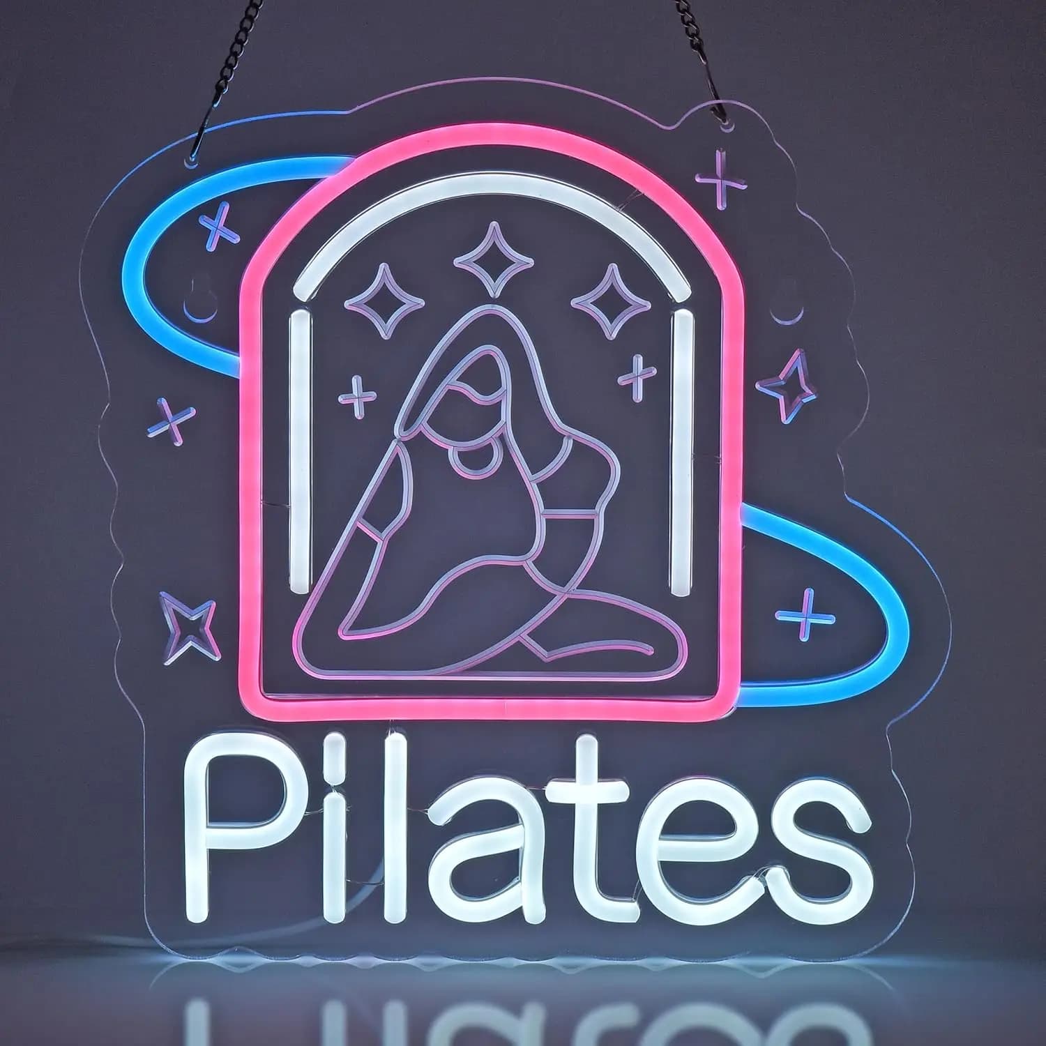 Insegna al neon per pilates Luci al neon a LED per studiare benessere Centro fitness Palestra Yoga Pilates Spazio Decorazione da parete per la casa USB dimmerabile
