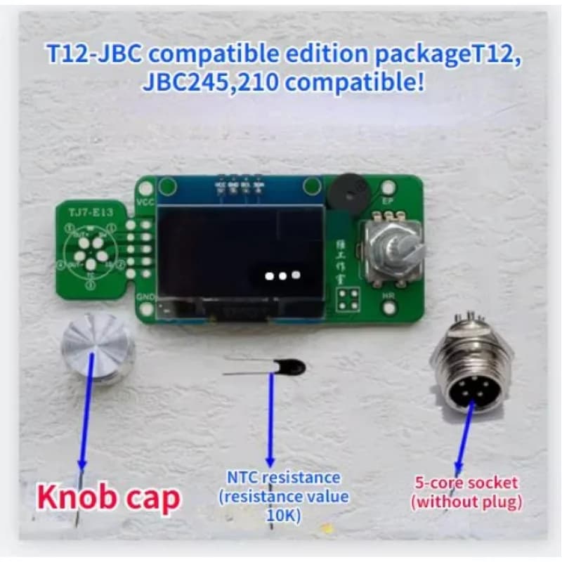 Stazione di Saldatura T12 JBC 4 in 1 con Display Digitale OLED da 1,3 Pollici, Scheda di Controllo, Saldatore a Temperatura Costante T20 C245 210