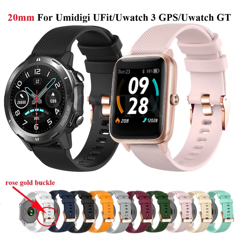 Nuovo cinturino da 20mm per Umidigi UFit Smart Watch cinturini per UWatch 3 GPS Uwatch GT braccialetto di ricambio braccialetto in Silicone Correa