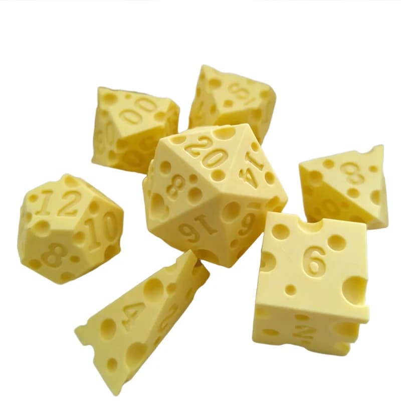Set di Dadi Poliedrici a Forma di Formaggio, Dadi Numerati Stratificati a Forma di Formaggio, Dadi Originali per Giochi da Tavolo e Feste