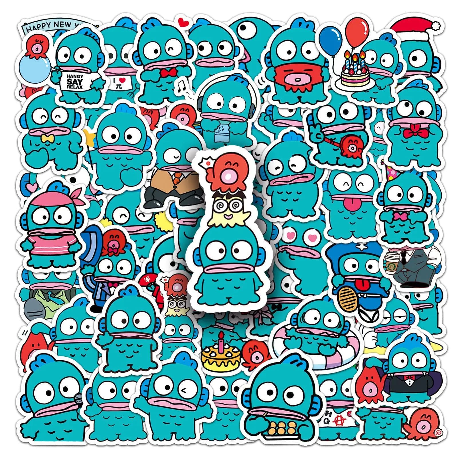 50pcs Cute Hangyodon Cartoon Graffiti Stickers Decals Suitcase Laptop Computer Guitar Decoration DIY Kids Classics Toy
