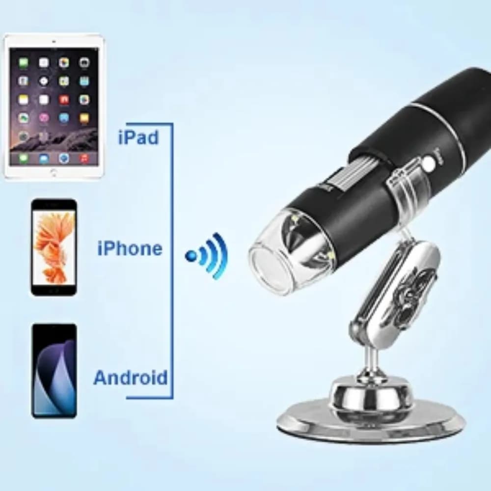 Microscopio digitale wireless Miglirazione da 50X a 1000X Mini fotocamera Wi-Fi portatile portatile con staffa 8 luci LED integrate