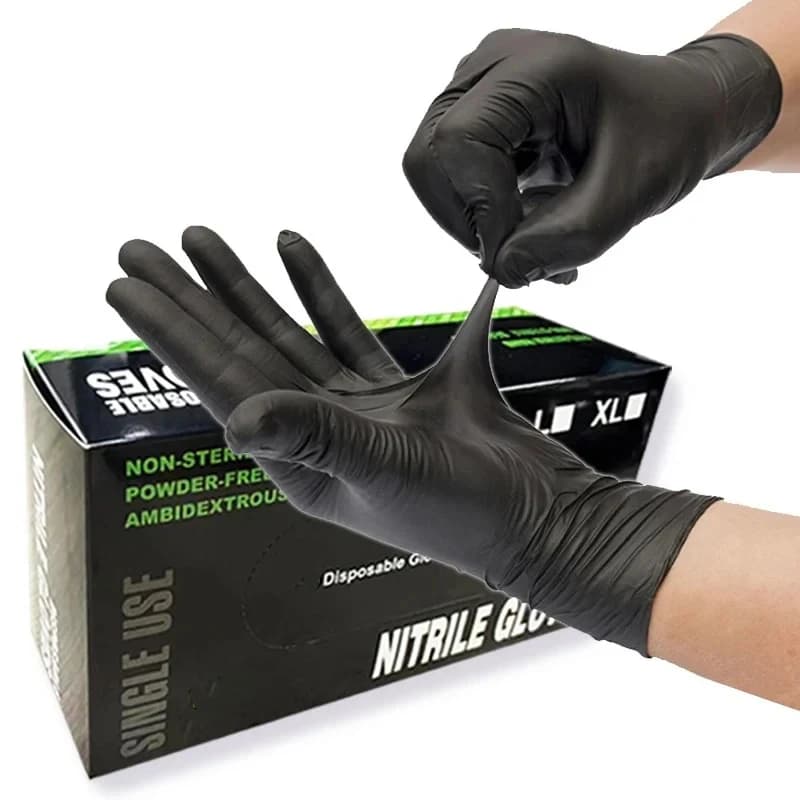 Guanti monouso in nitrile nero Guanti per pulizia di livello industriale resistenti Guanti da lavoro per meccanici per unghie per salone di tatuaggi senza lattice