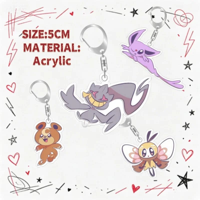 Keychain For Pokemon Teddiursa Swoobat Acrylic Homemade Cartoon Anime Backpack Pendant Decoration Collection Fans Gift 5cm