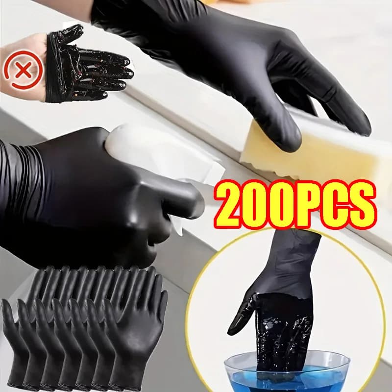 Guanti in nitrile nero Guanti monouso per la pulizia della casa Strumenti di sicurezza sul lavoro Guanti da giardinaggio Utensili da cucina da cucina Tatto