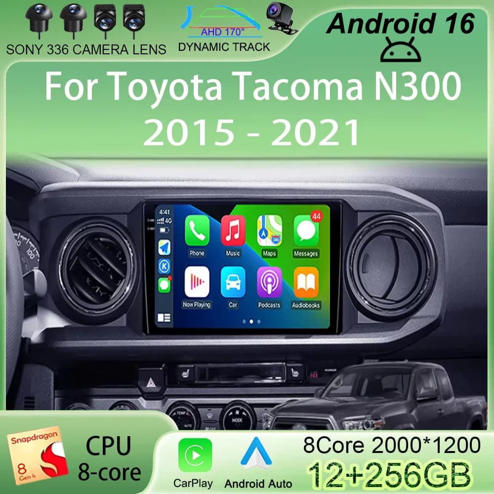 Autoradio Android 16 DSP RDS per Toyota Tacoma N300 2015-2021, lettore multimediale, navigazione, Carplay, AUTO, BT, GPS