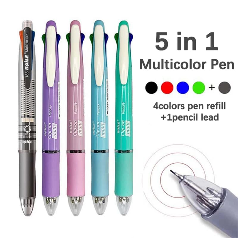 5 pz/set 5 in 1 Penne A Sfera Multicolor Creativo Colorato Retrattile Matita Automatica per Ufficio Scuola Studente di Cancelleria