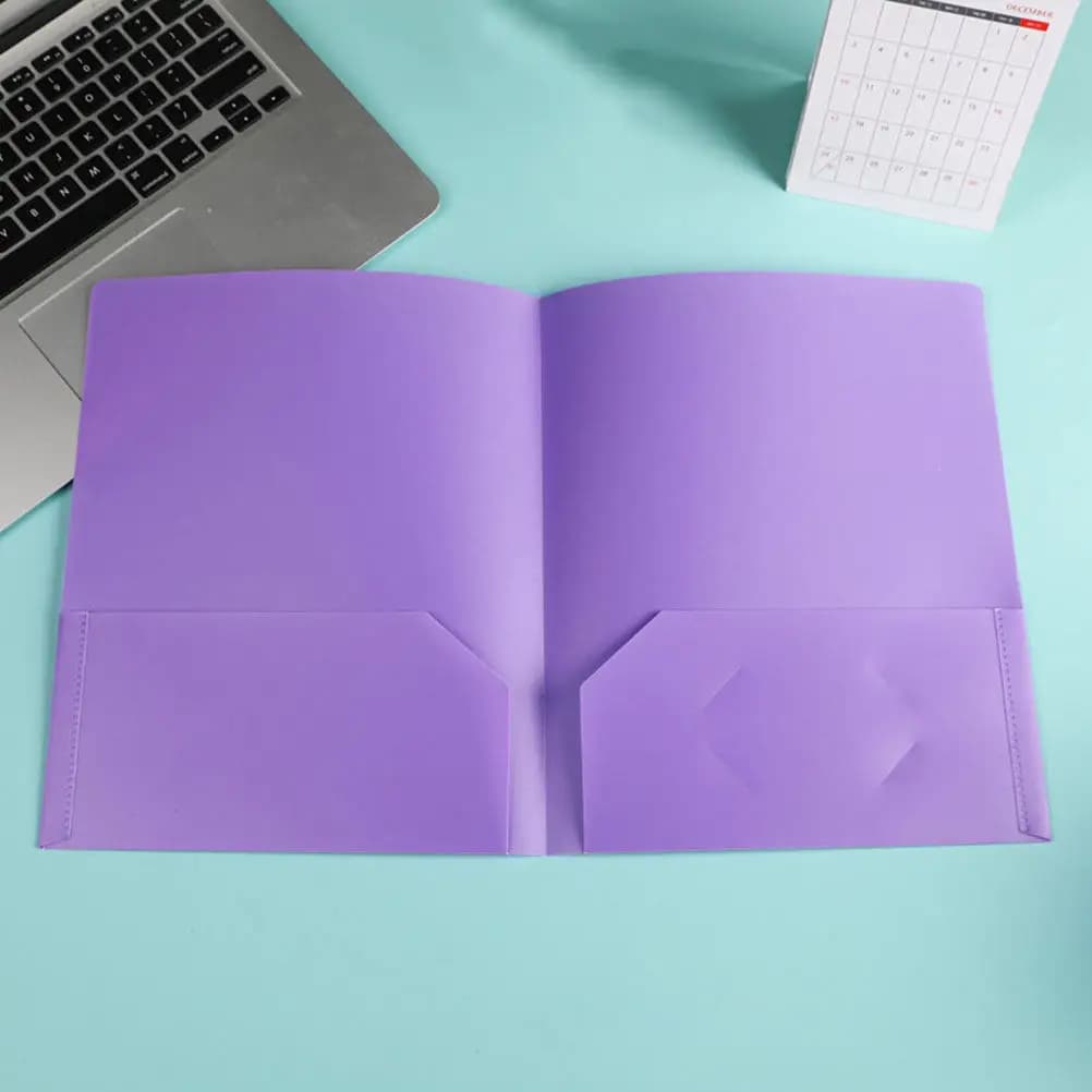 Set di 7 Cartelle Portadocumenti in Plastica Resistente con Doppia Tasca, Formato A4, per Ufficio, Scuola, Affari e Conferenze, con Porta Biglietti da Visita