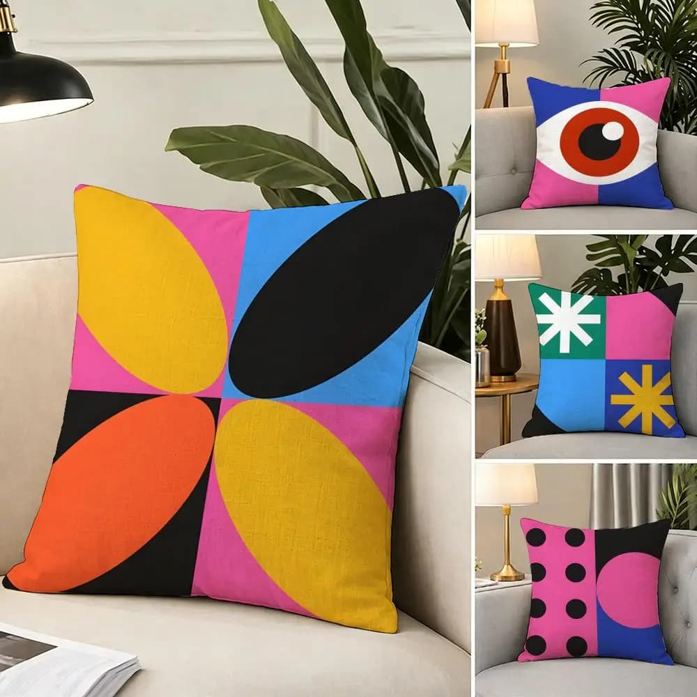 D-Dopamine Bauhaus Geometry Cushion Cover fabric soft furnishing,Pillowcase, cushion cover, sofa pillow, home decoration