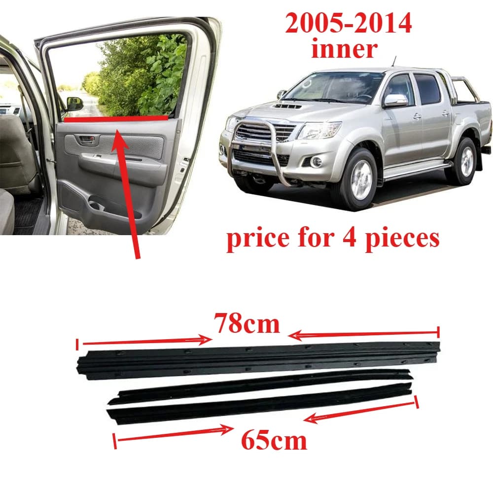 4 Pezzi Finestra Interno In Gomma di Vetro per Toyota Hilux 2005-2014 Linea di Cintura Moudling per Hilux Vetro Interno Laminato 68172-0K010