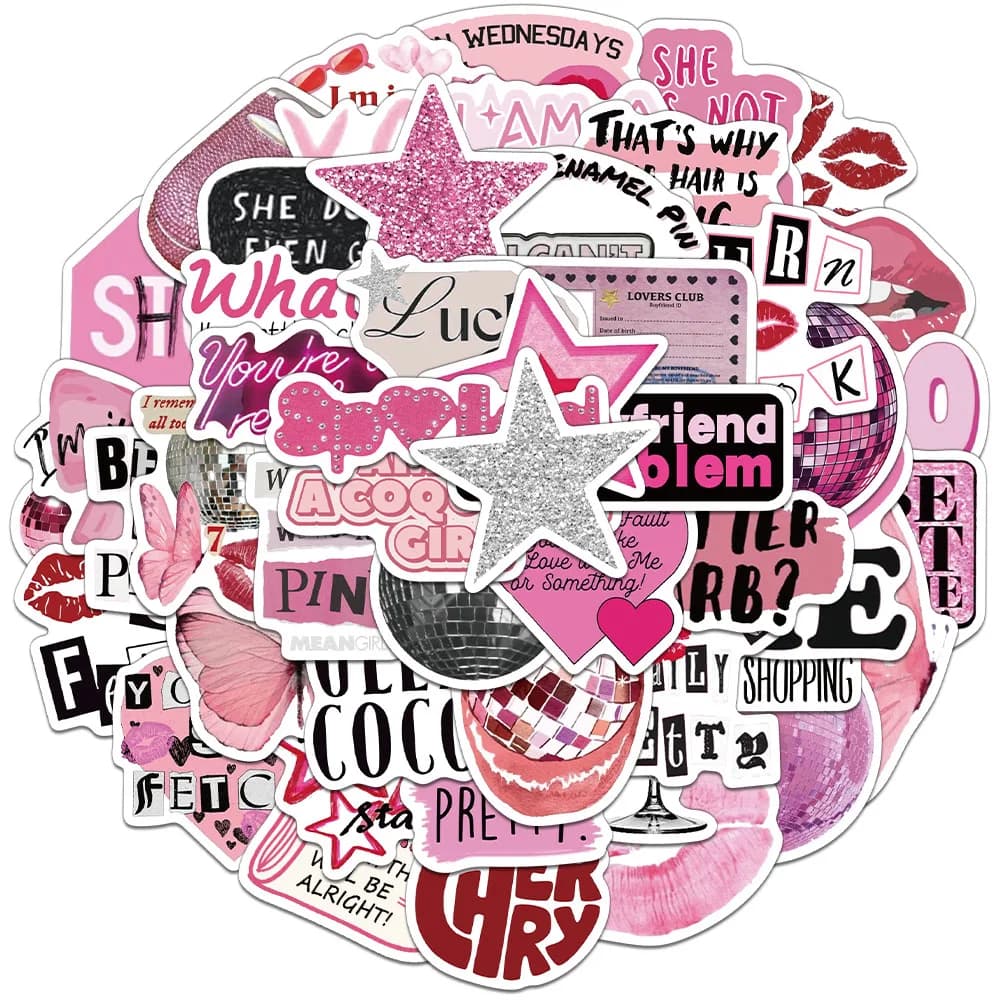 50/100 pezzi adesivi creativi rosa Y2K, decorazione per conti, tazza d'acqua fai da te, notebook, custodia per telefono, adesivi personalizzati